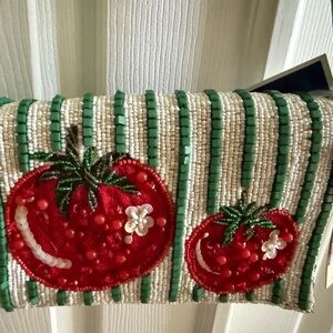 Handcrafted in India tomato beaded shoulder bag